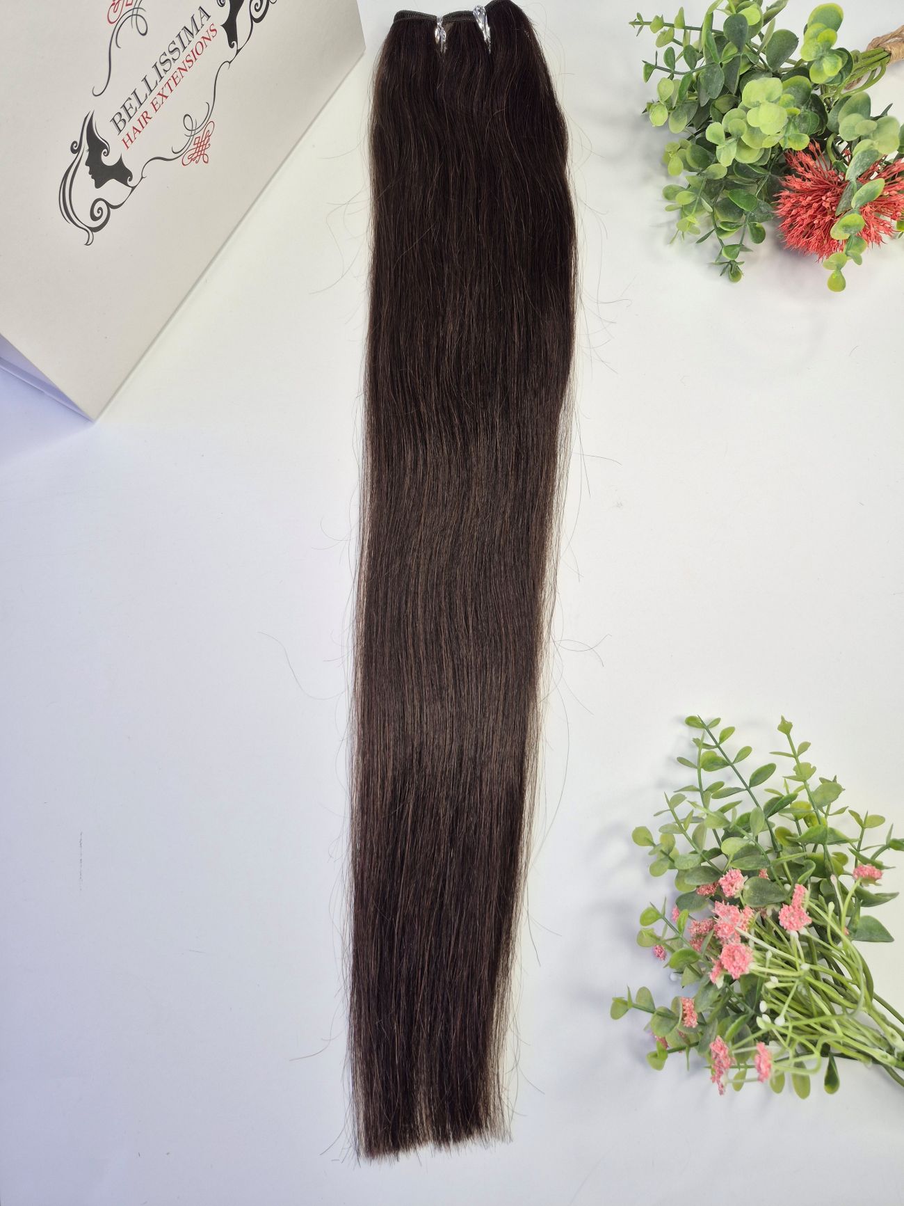 65 cm Indian hair weft – Dark Chestnut 1A