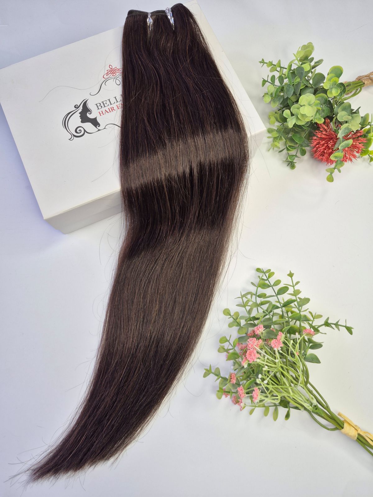 65 cm Indian hair weft – Dark Chestnut 1A