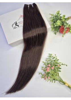 65 cm Indian Hair Extension Weft - Darkest chestnut 1A