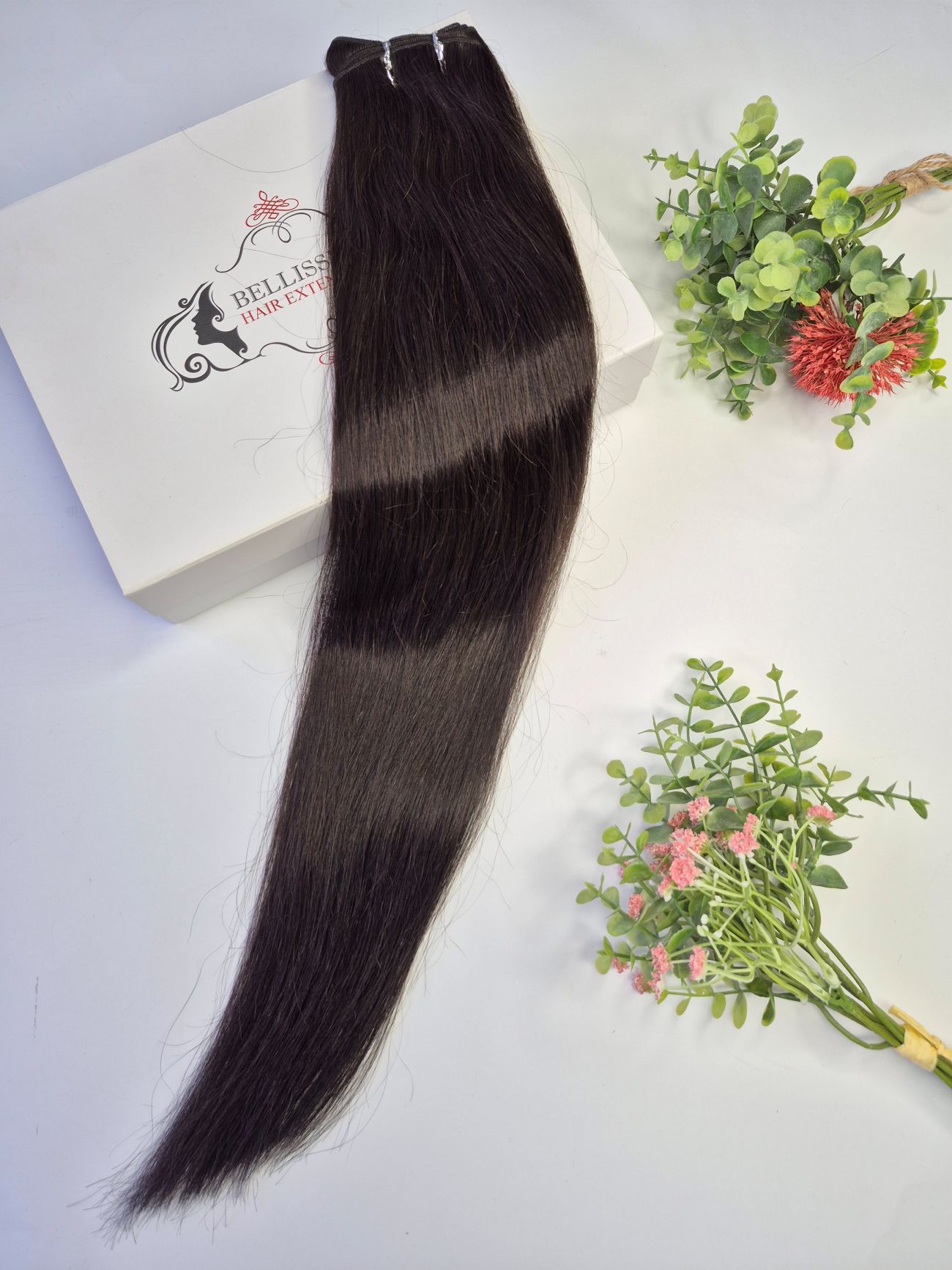 65 cm Indian Hair Extension Weft - Darkest chestnut #1b
