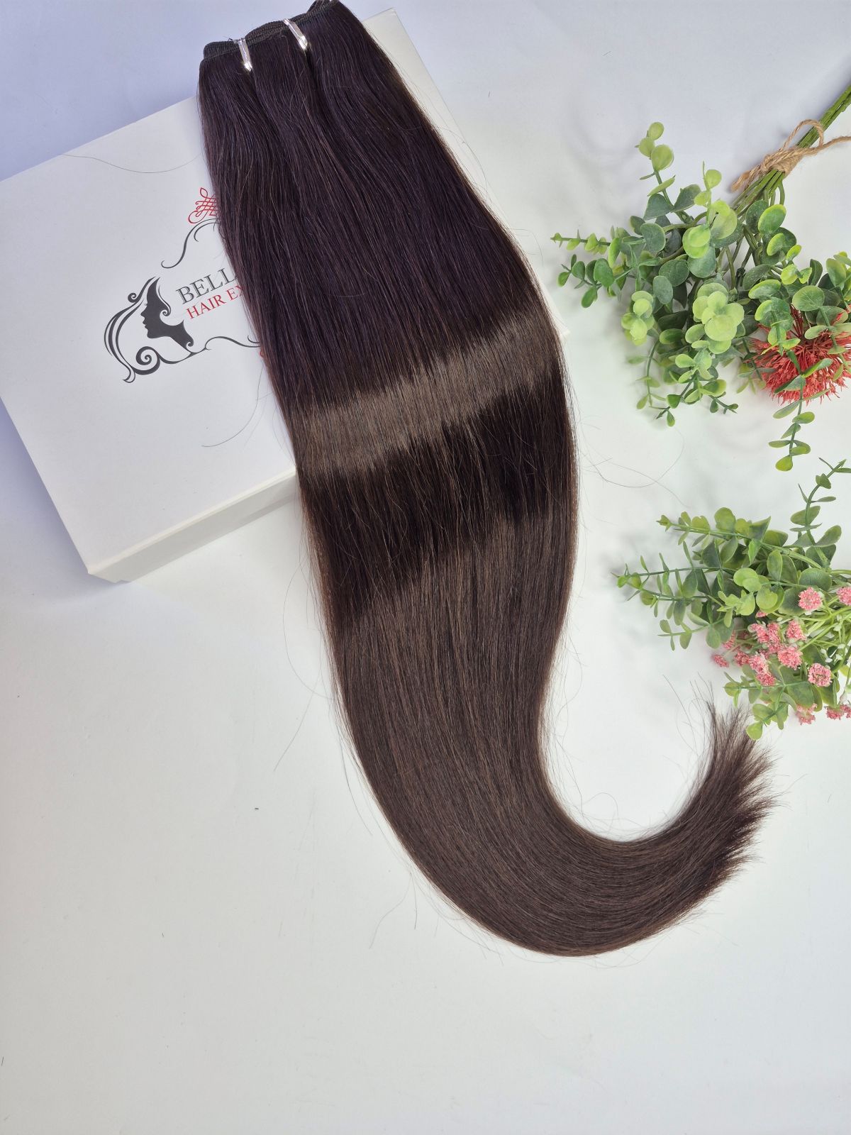 70 cm Indian Hair Extension Weft - Darkest brown #1A