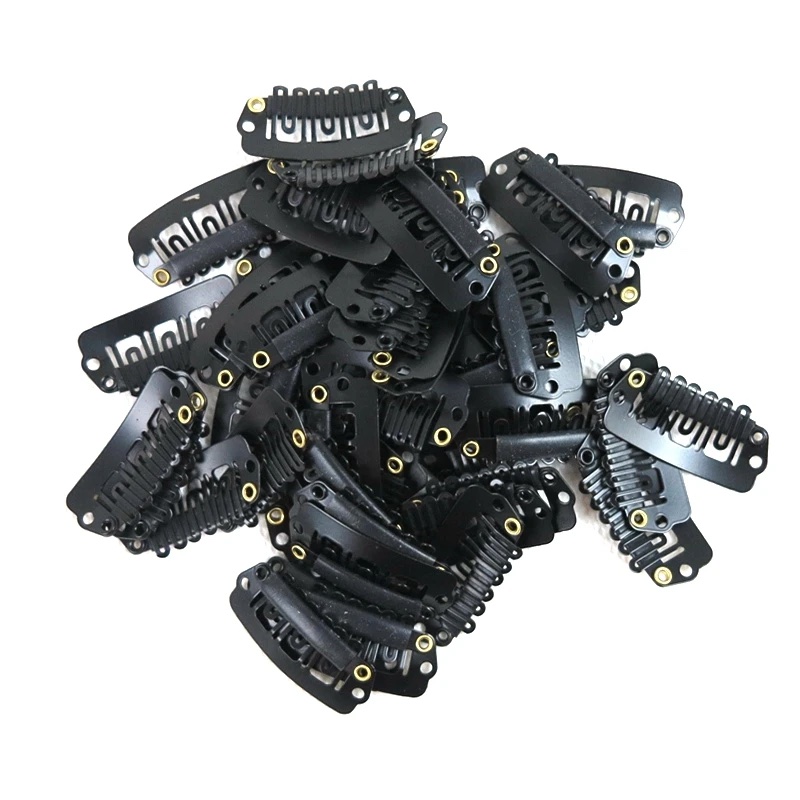 Black hair extension clips 28 mm