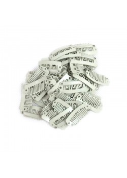 White hair extension clips 28 mm