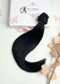 50 cm Keratin Hair Extensions Black Color 1