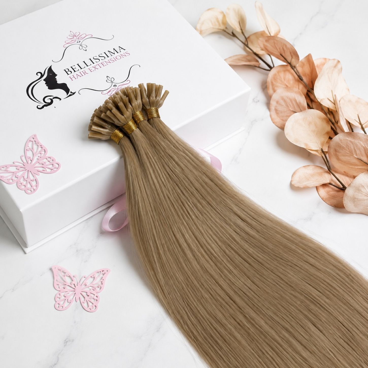 50 cm keratin hair extensions in ash brown shade 7