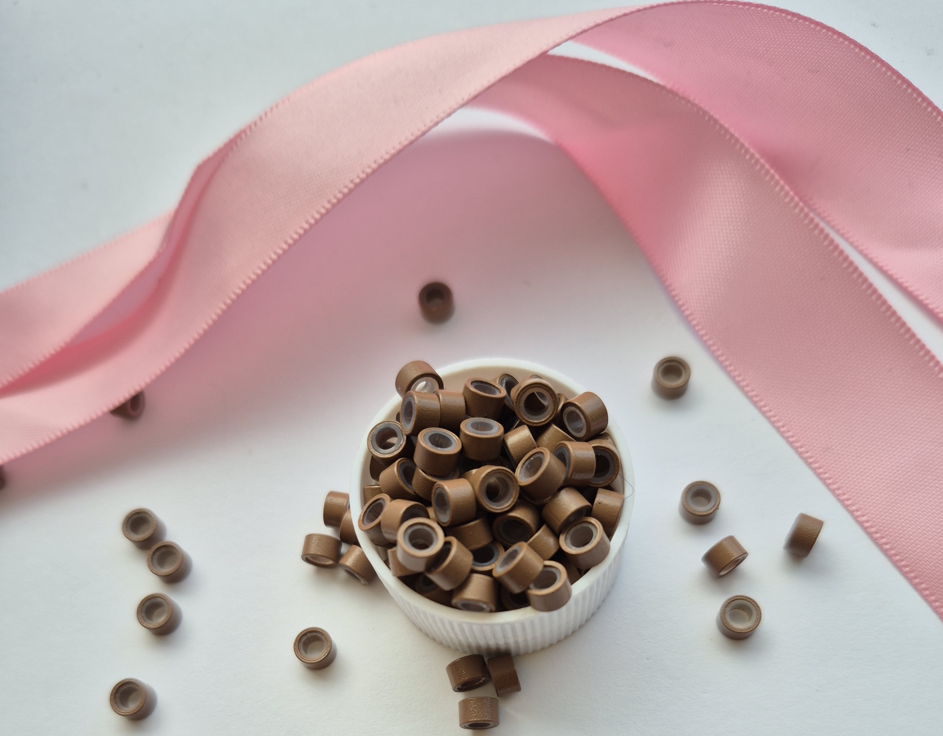 Light Brown Silicone-Lined Micro Rings 4.5 mm – 500 pcs