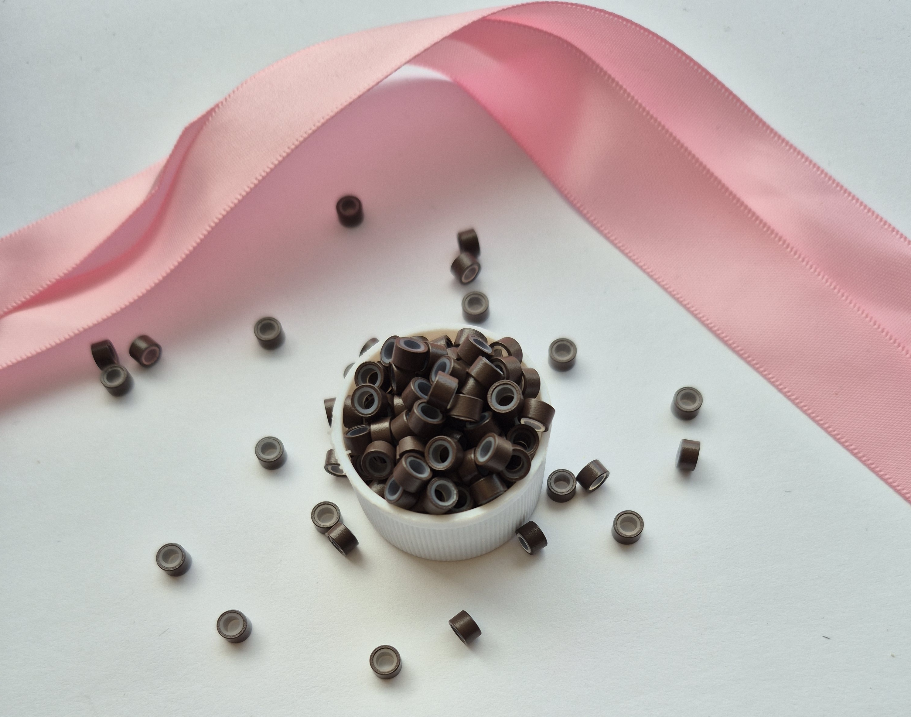 500 Dark brown #3 silicone micro rings for hair extensions
